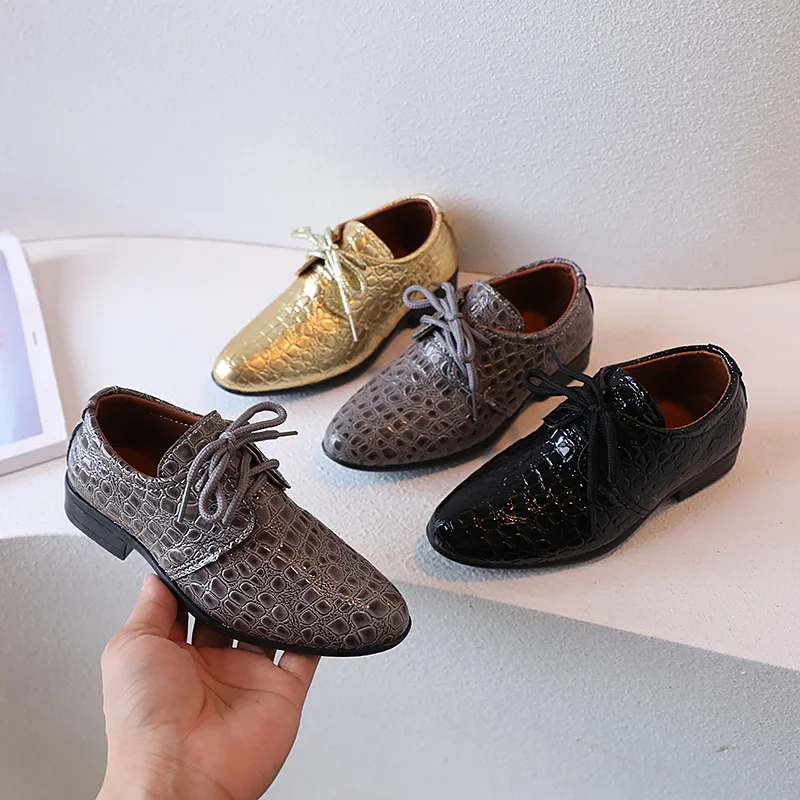 

Kids'Casual Shoes Fashion Solid Color PU Leather Autumn Shoes For Boys Anti-slip Soft Bottom Breathable Black Gold Size 21-42