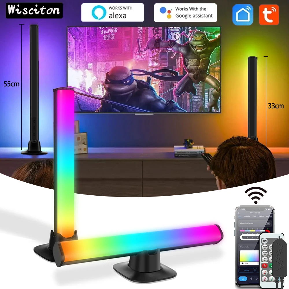 

TV Wall Atmosphere Light Game Desktop RGB Decorative Light Bedroom Lighting Bar APP Music Rhythm Lamp Remote Control Lights Gift