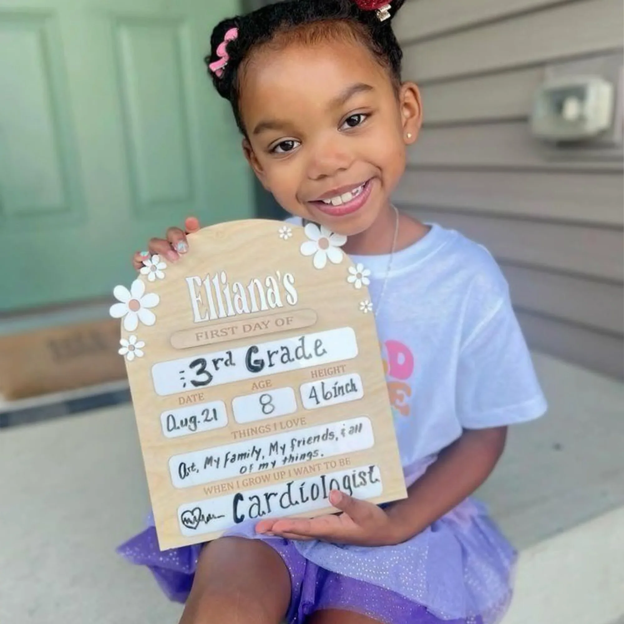 1Pc Cutom Name First School Day Wooden Plaque Sign,Home Room Wall Door Decor,DIY Nursery Birthday Wedding Record Gift