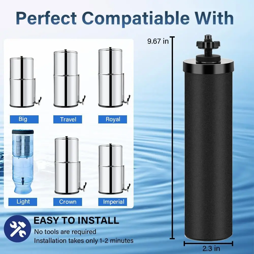 Gravity system steel drum activated carbon WaterFilte Suitable for BB9-2Berkey water purifier filter cartridge filter