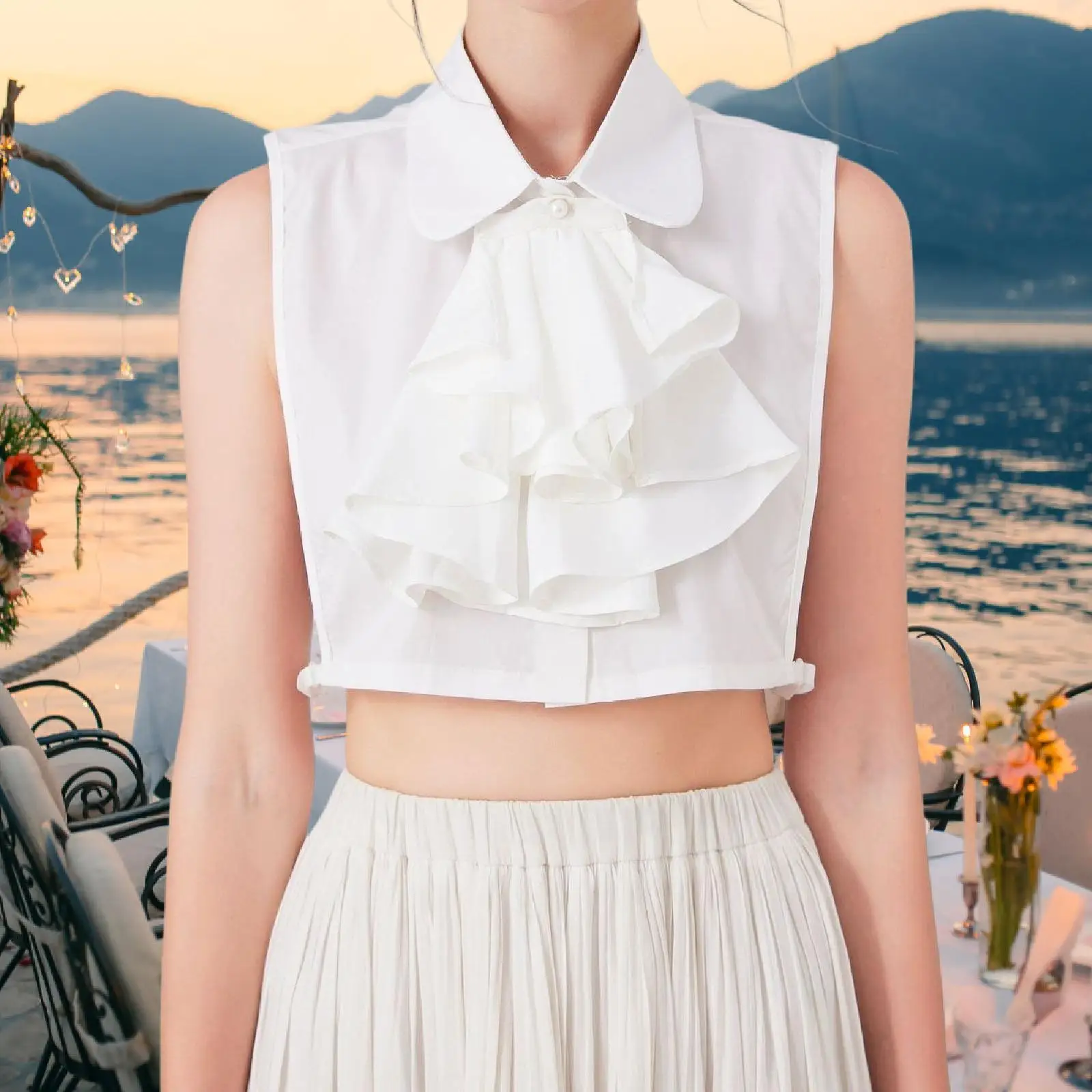 Gola falsa gola falsa para mulheres roupas elegantes palácio meia camisa blusa