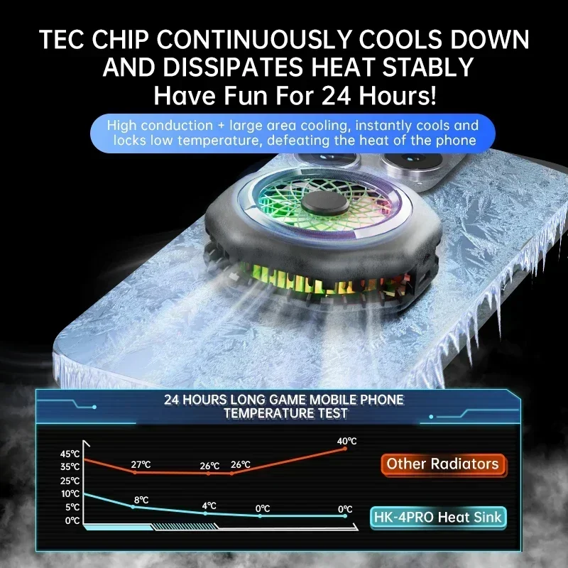 2 IN 1 마그네틱/백 클립 IOS 안드로이드 PUBG 냉각 팬 동결 라디에이터 용 범용 HK-4 PRO 휴대 전화 반도체 쿨러