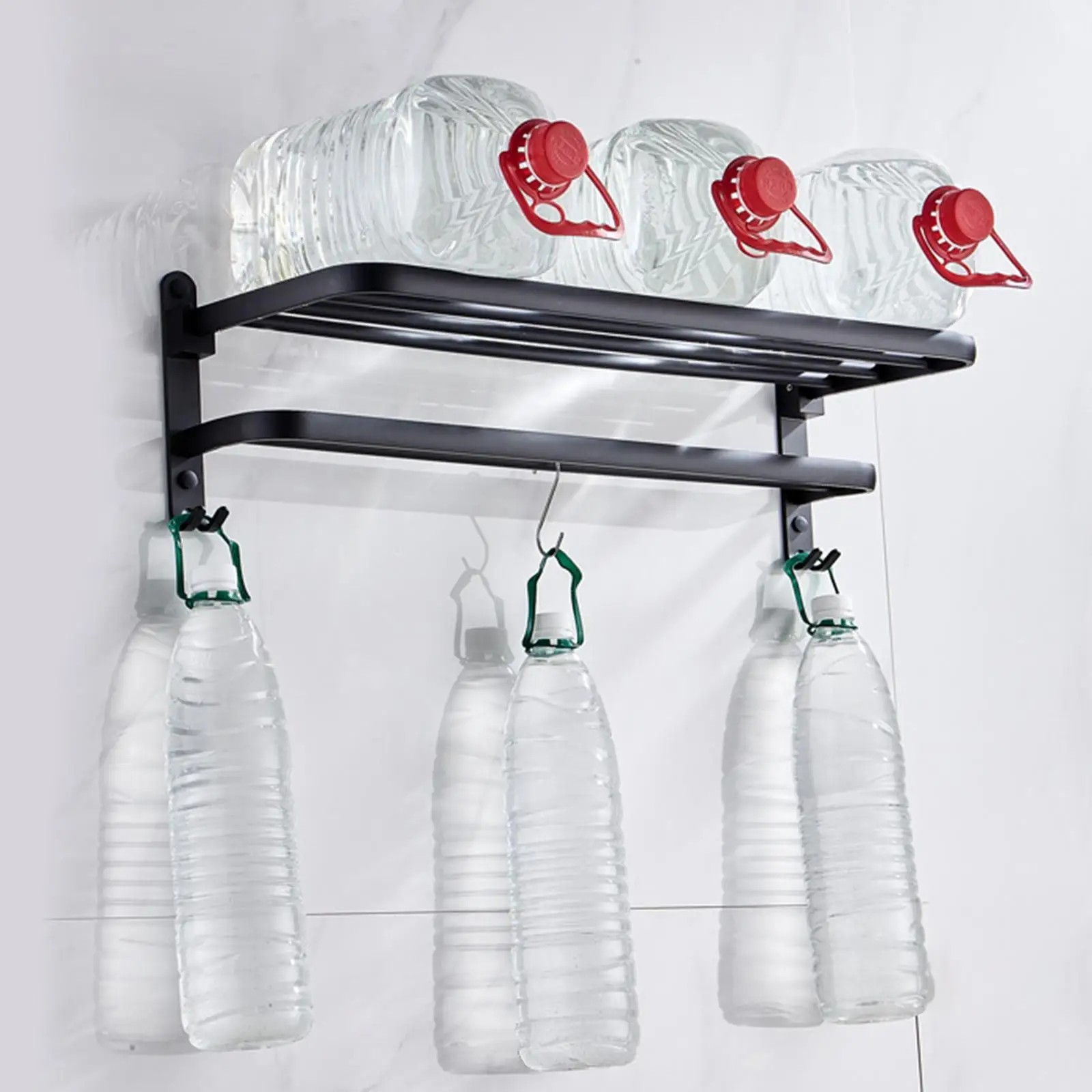 

Shower Shelf Towel Holder Organizer Folding Wall Mount 60cm for Toilet Room, Bedroom, Washroom Practical Rustproof Adjustable