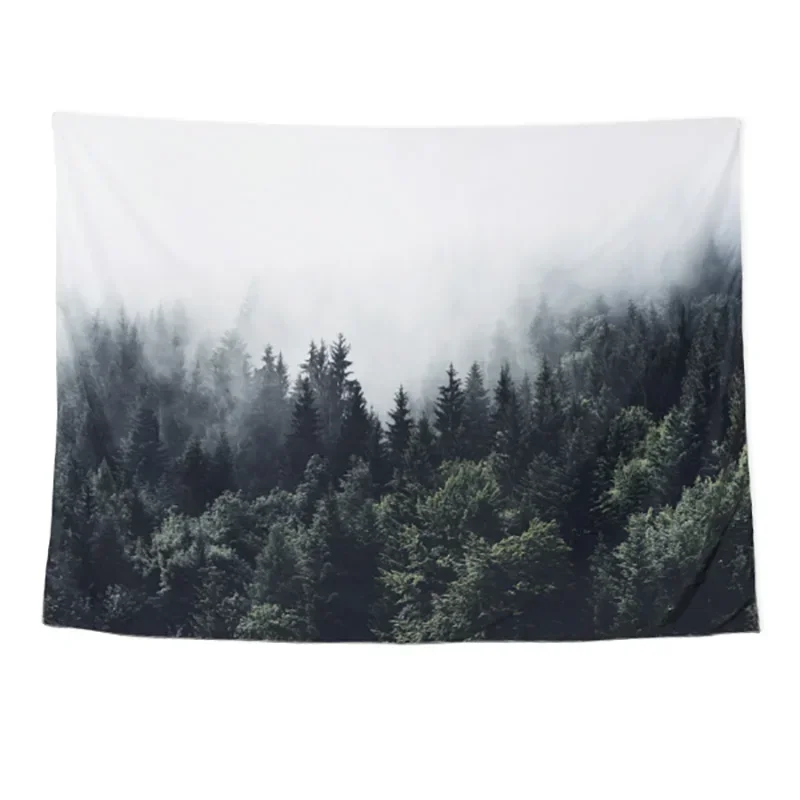 Lannidaa Foggy Forest Tapestry Home Decoration Tapestry Wall Hanging Farmhouse Dorm Room Printed Wall Tapestry Cloth Bedspreads