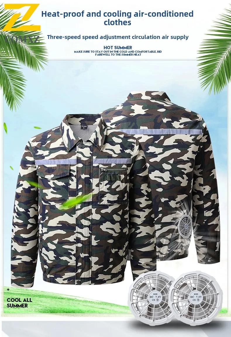 Cool Air Conditioner Jacet 2025 Summer New Men's USB Refrigeration Fan Work Jacket Lightweight Breathable Safe Reflective Coat