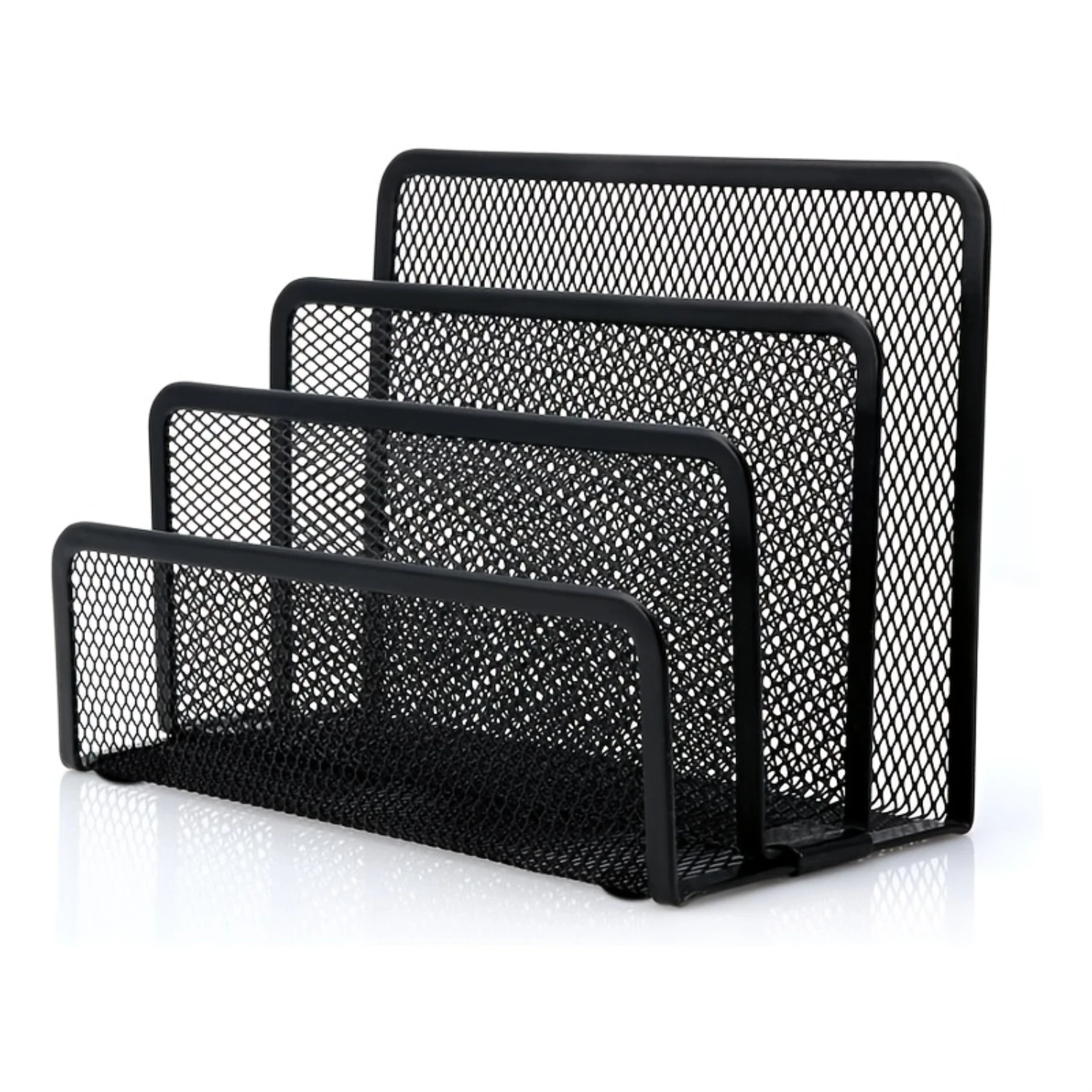 1pc/pcs Desk Mail Organizer, Anumit File Holder Letter Sorter With 3 Vertical Upright Metal Mesh Compartments Document, Filing,