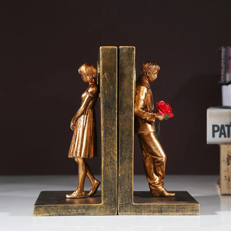 Modern Bookends with Banksy Style Figures, Creative Book Holder for Luxury Home Office, Scandinavian Minimalist Desk Decor