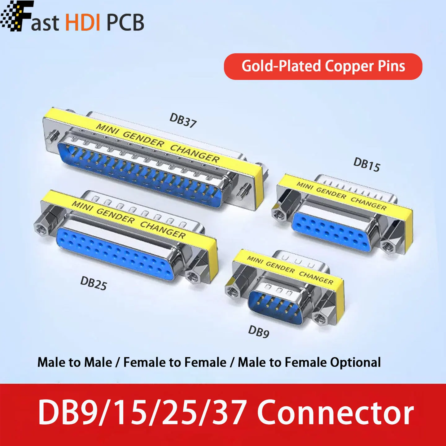 DB9 DB15 DB25 DB37 Gender Changer Adapter Male to Male Female to Female/Male to Female 9/15/25/37Pin RS232 Serial Port Converter