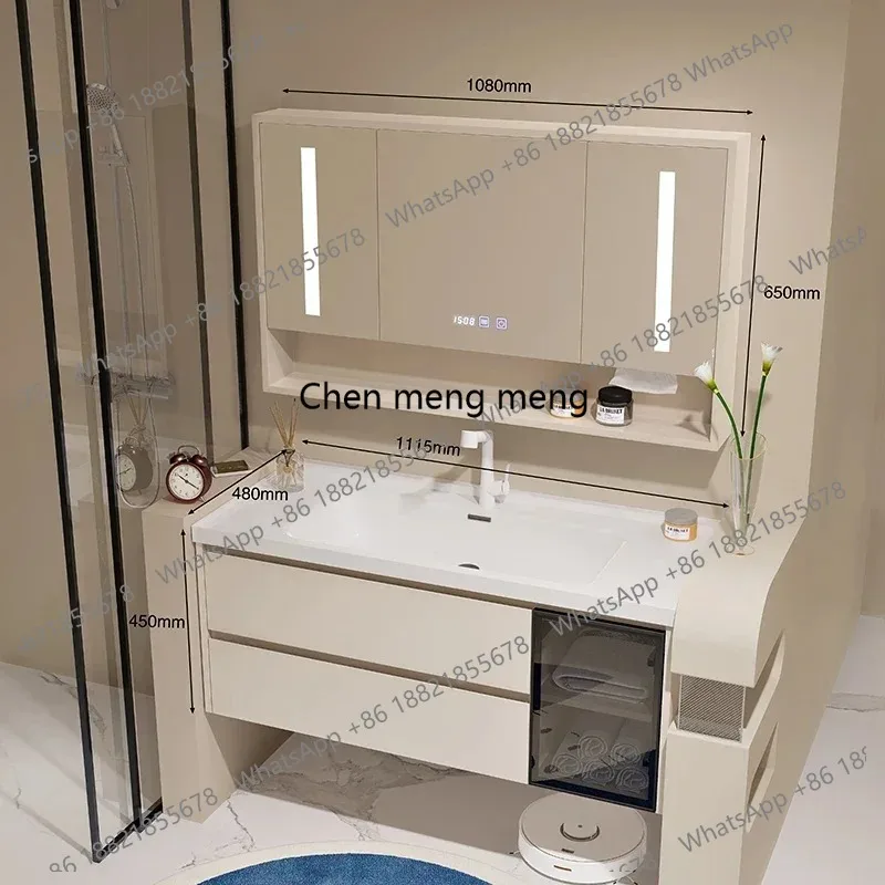 Minimalist Modern Bathroom Cabinet Combination Washbasin Ceramic Bathroom Cabinets Integrated Basin Casa Arredo Furniture
