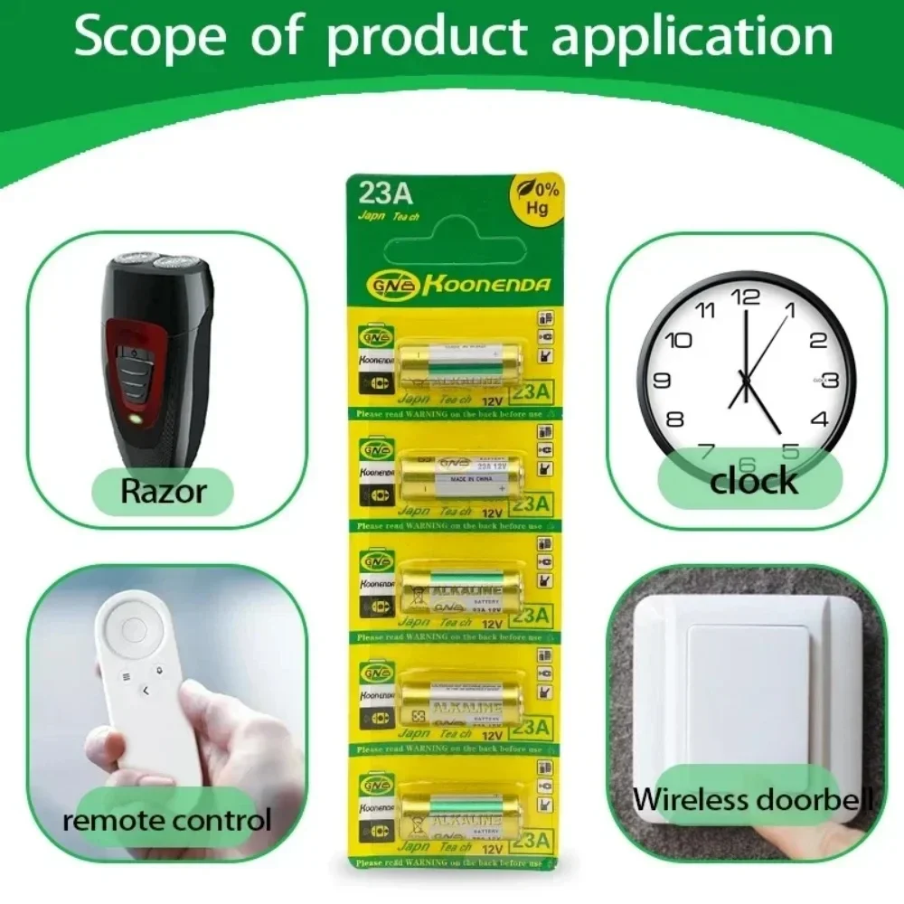 Dry Cell 12V Alkaline Battery 23A E23A A23 23GA A23S GP23A V23GA MS21 LRV08 For Doorbell,Garage door remote,Roller shut - view 4