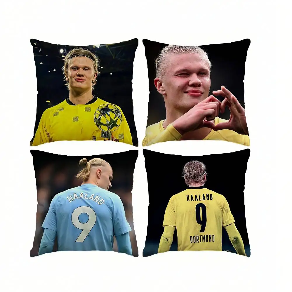 Football player superstar E-Erling Haaland  Pillow Case Square Double-Sided Sofa Cushion Cover Bedroom Bedside Pillow
