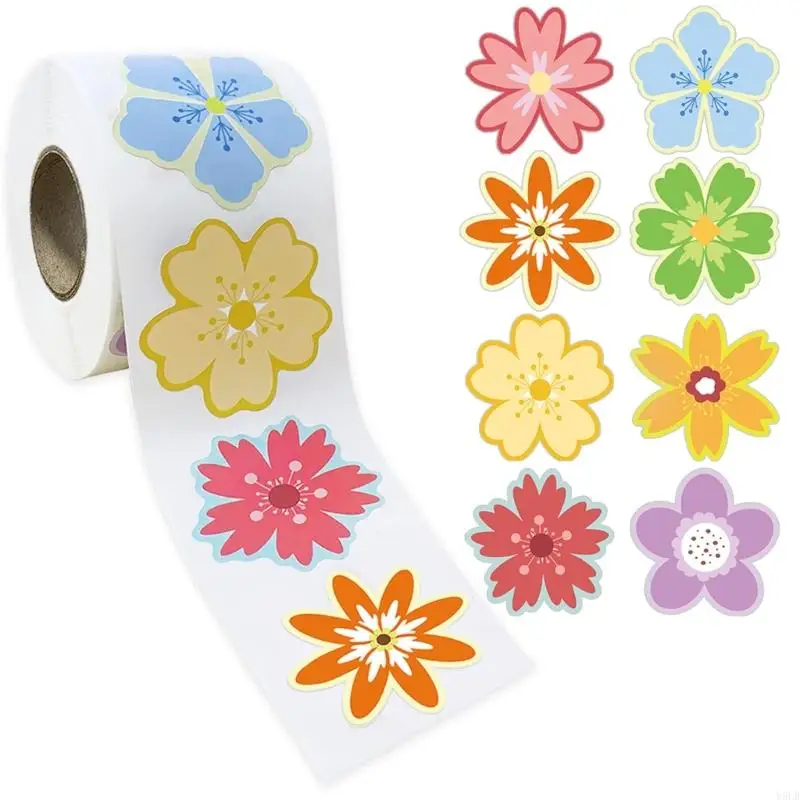 

Y5LB 500Pcs Flower Decorative Sticker 1.5Inch Flower Sticker Self-Adhesive Wrapping Labels for Envelopes Case Packaging