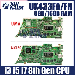 UX433FA Motherboard For ASUS Zenbook 14 UX433F UX433FN U4300F Laotop Mainboard W/I3-8145U I5-8265U I7-8565U 8GB/16GB-RAM