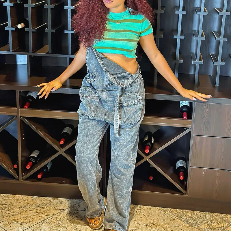 جمبسوت نسائي عتيق بجيوب كبيرة من WTHT جمبسوت بأرجل واسعة لشتاء 2025 جديد بدون أكمام وظهر مكشوف للسيدات 1LS2768 #6