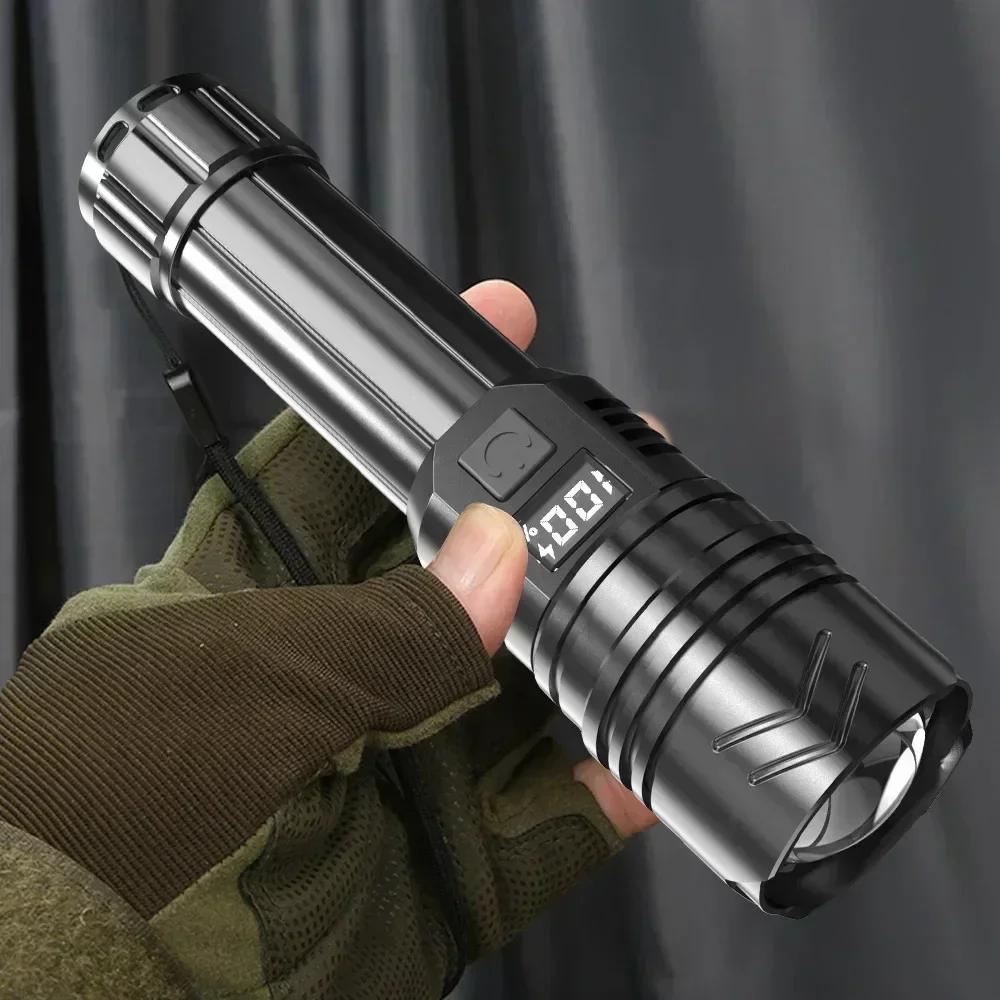 680000LM Portable Strong Light LED Flashlight Rechargeable Powerful Tactical Flashlights Zoomable Torch Outdoor Camping Fishing
