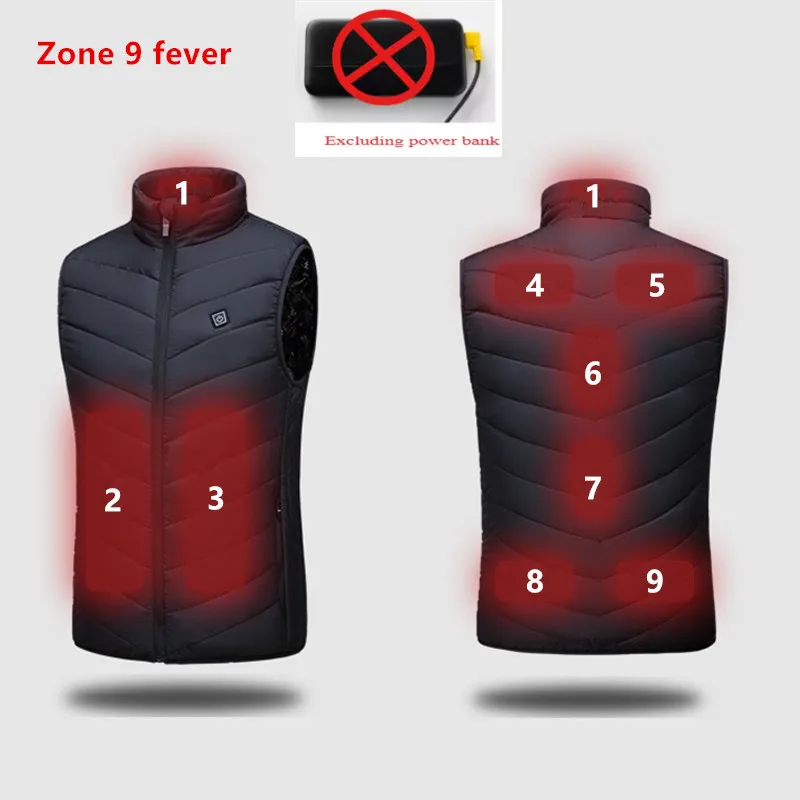 New Men'S Fashion Versatile Electric Heating Intelligent Constant Temperature Heating Warm Vest Winter Nine Zone Heating Coat