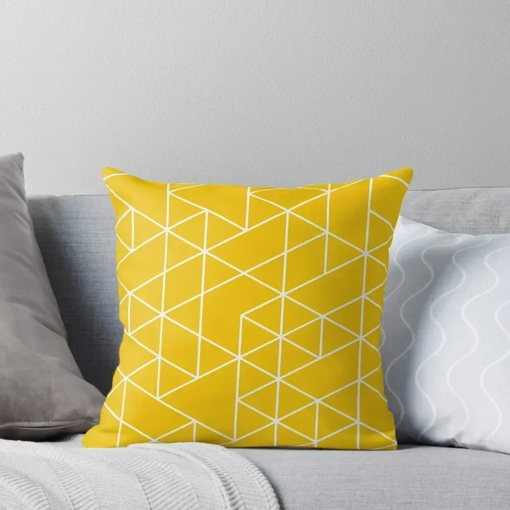 triangles, white and saturated yellow Throw Pillow pillows decor home pillow