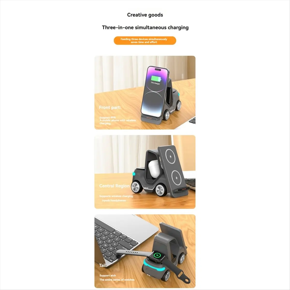【A19R】Small Forklift Wireless Charger Fast Charging Charging Station High Speed Charger Base Stand for Cell Phone A view 6