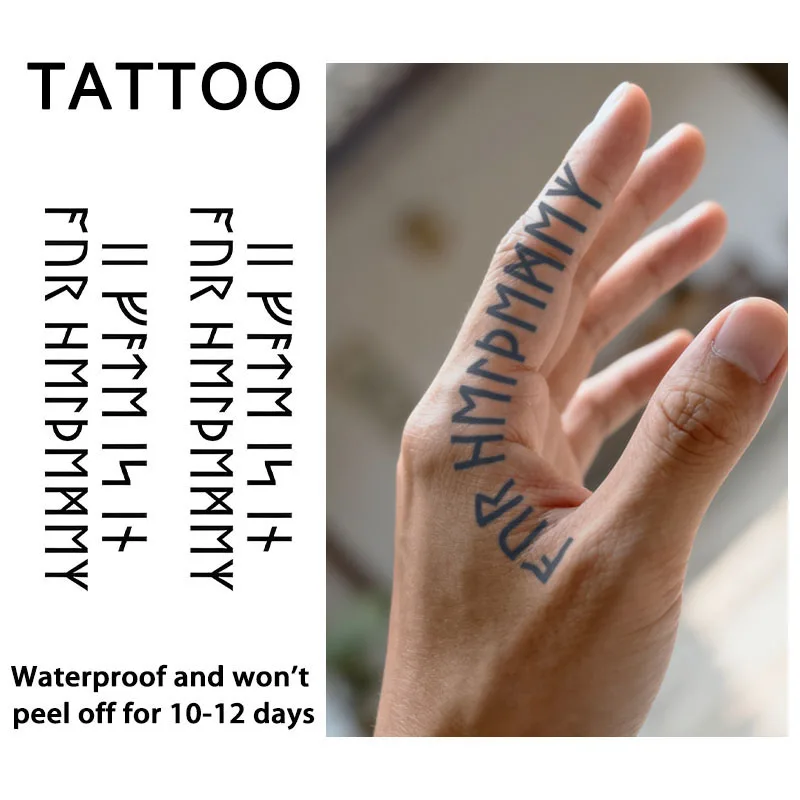 

Trendy herbal juice letter tattoo stickers, waterproof and sweatproof, realistic temporary tattoo stickers for palms.