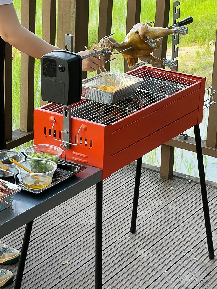 شواية باربيكيو منزلية شواية باربيكيو خارجية قابلة للطي محمولة أدوات تخييم فحم الشواء كربون كامل