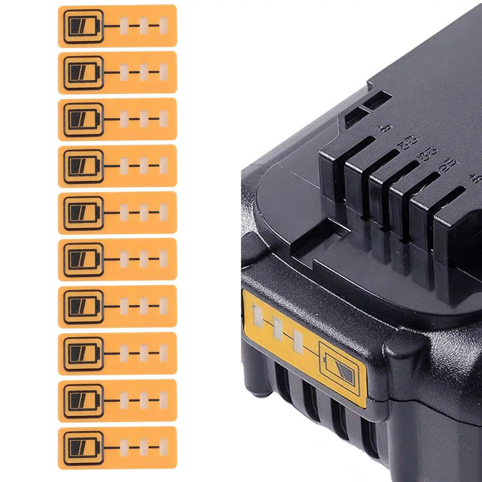 10PCS Yellow Capacity Key Sticker Label For 18V 14.4V DCB200 DCB140 Battery Pack Replacement Tag Power Tool Accessories