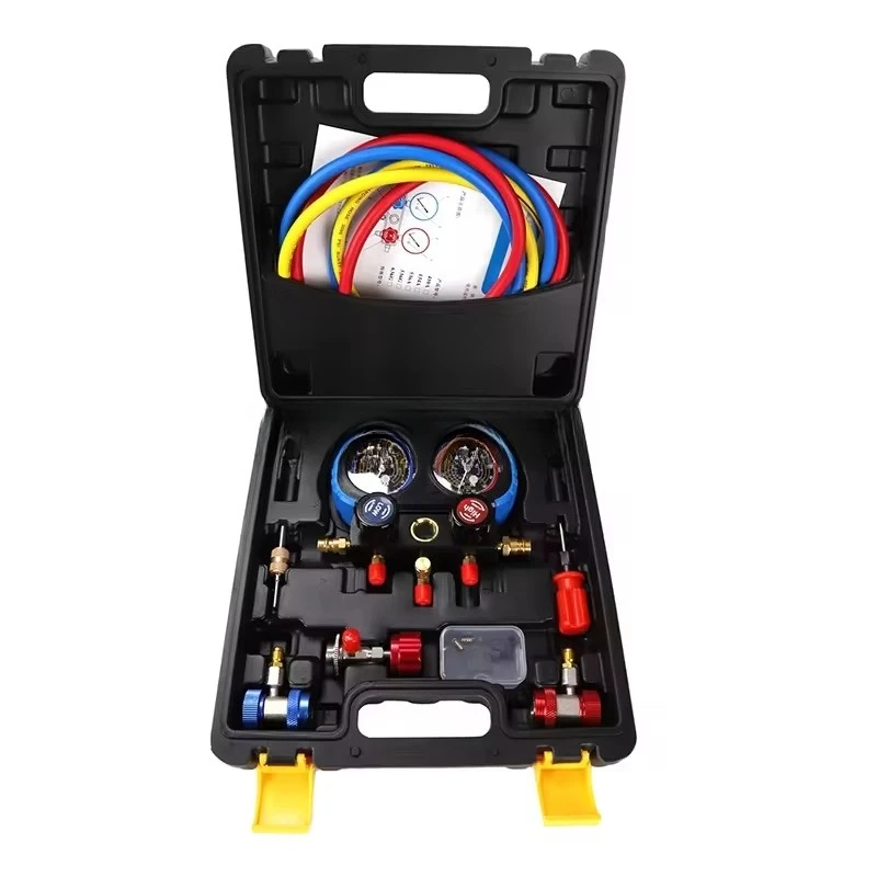 

Double gauge air conditioner refrigerant filling group copper pressure adjustable tester equipment