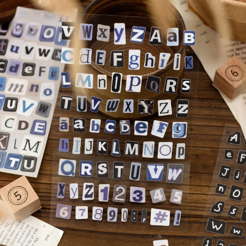 Vintage Number Letter Label Landscape Sticker Creative DIY Journal Material Collage Scrapbooking Stationery