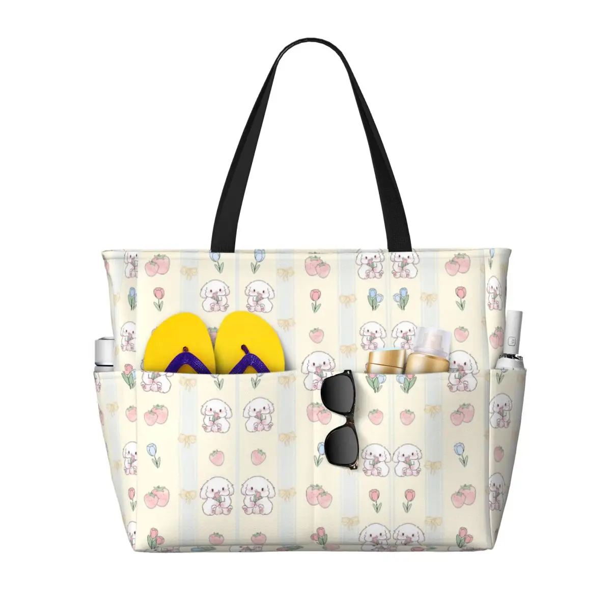 Пляжная сумка с мультяшным животным и кроликом