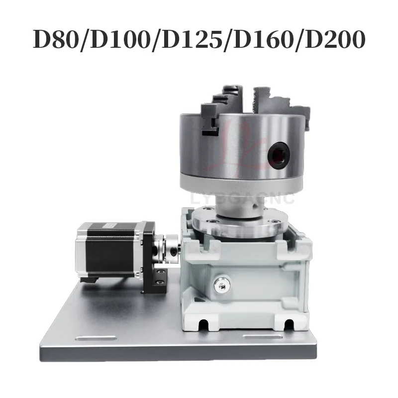 High Precision Rotary Axis Vertical D80/D100/D125/D160/D200 Chuck Electric Welding Rotate Axis Fixture Workbench For Fiber Laser