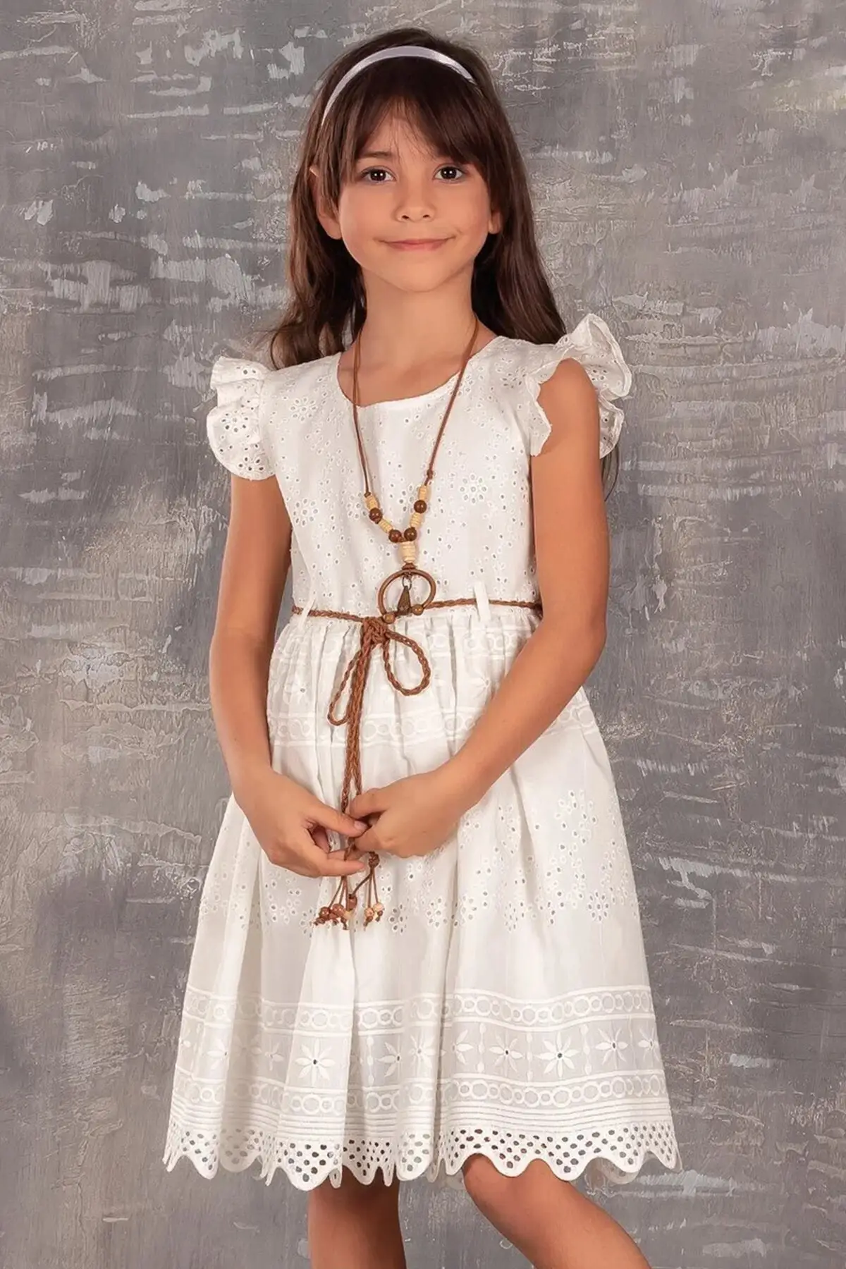 Summer eKız Child Cutwork Fabric Necklace ElbiseYaz leisure style girls dress lace sleeve dresses sleeveless princess dress kızlarçocuk