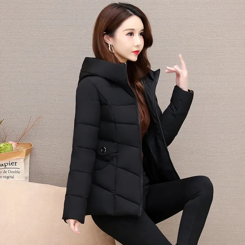 2023 Casual hooded cotton-padded lady slimming cotton-padded Korean fashion mom high-end coat lady