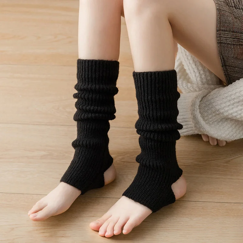1 Paar lockere Y2K-Beinlinge für Damen, einfarbige Knie-Beinlinge, gestrickte vertikale Streifen, dicke Beinlinge für Herbst/Winter