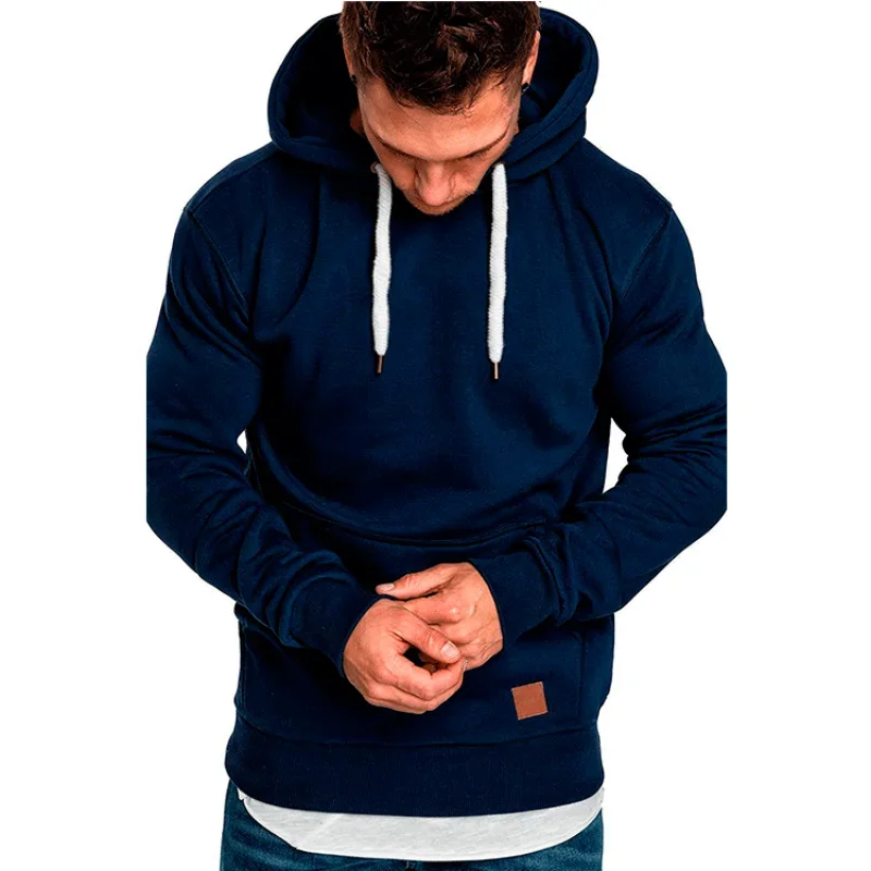 New Spring Autumn Streetwear Fashion Outwear Men's Soild Color Hooded Sweatshirt Hoodies Casual Loose Fleece Coats