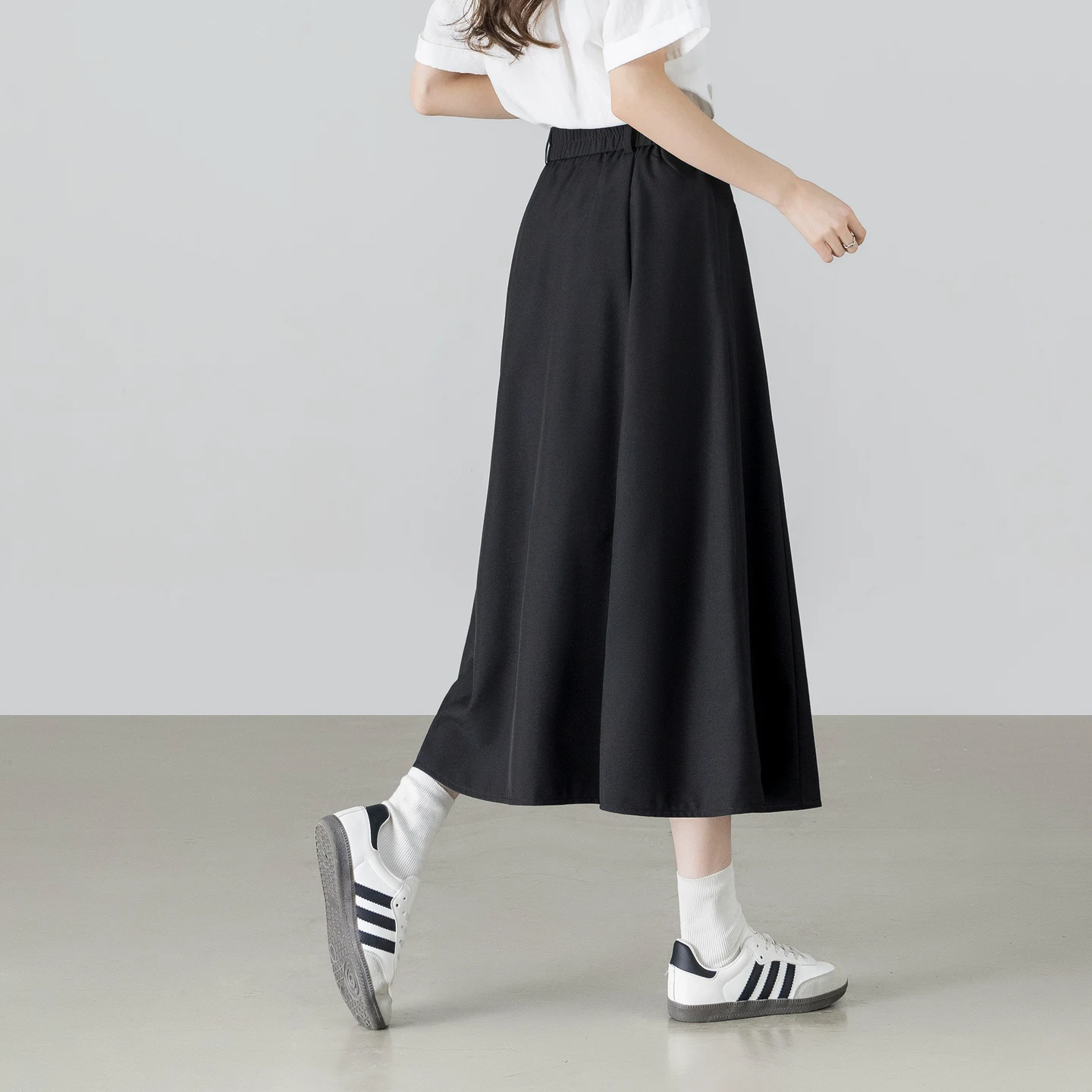 SENTUBILA Black High-Waist A-Line Women's Skirt 2026 Summer Fashion Removable Belt Loose Casual Commute Female Bottom W63QA8458X