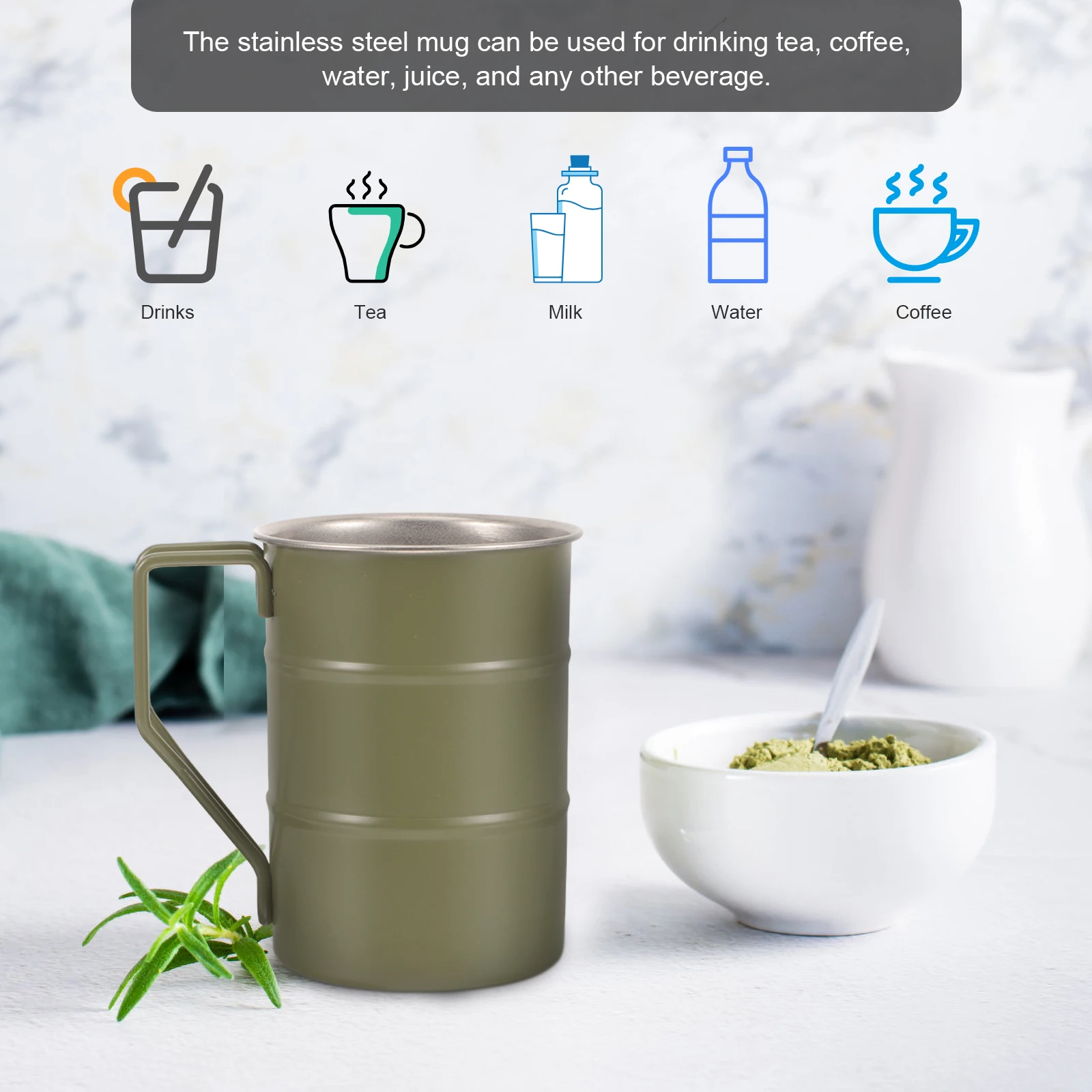 

Stainless Steel Metal Cup Stainless Steel Mug Portable Coffee Tea Water Cup Metal Drinkware Unbreakable Rustproof Safe H