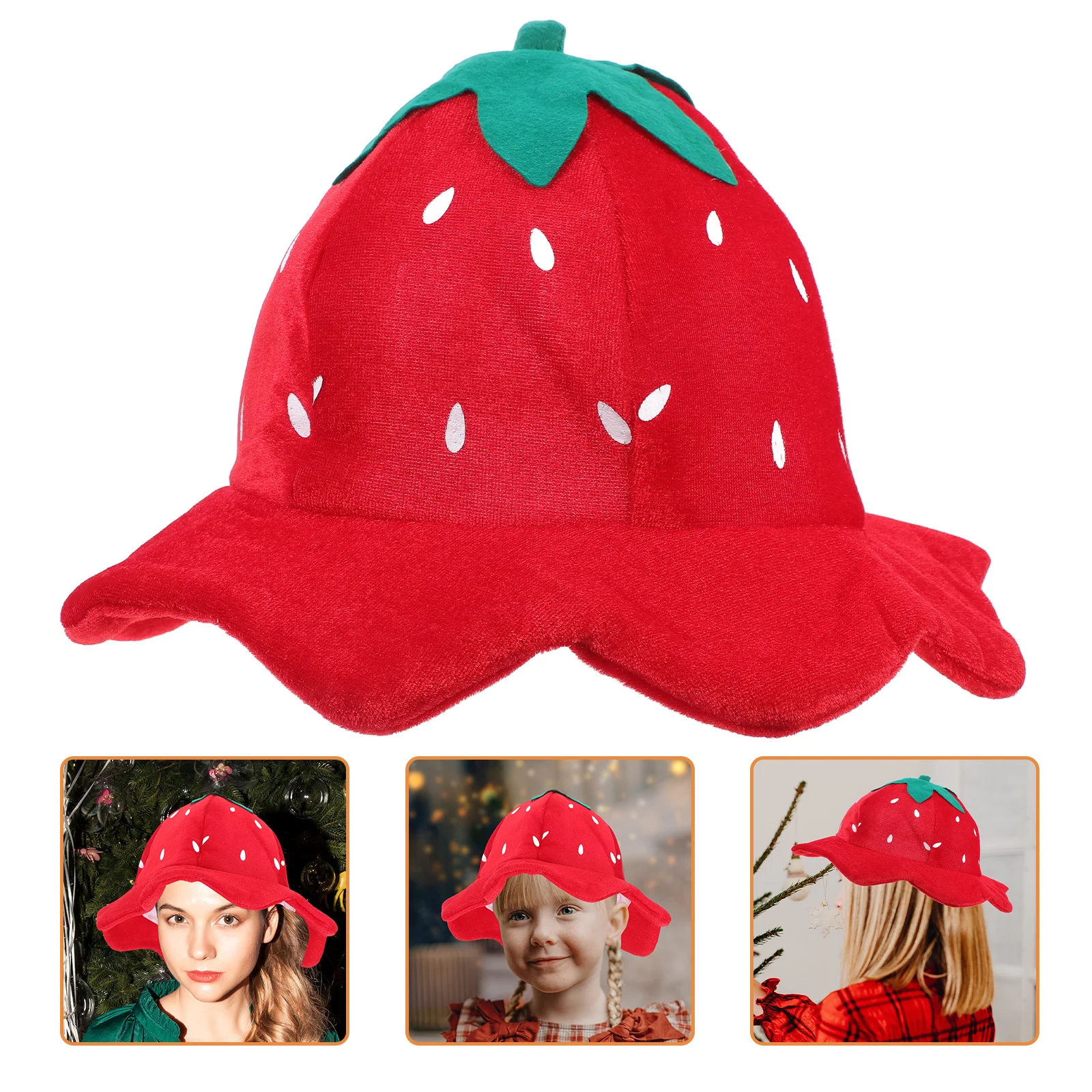 

Funny Strawberry Head Cover Easy Wear Comfortable Skin-Friendly Costume Hat for Party Halloween Carnival Dress-Up Event