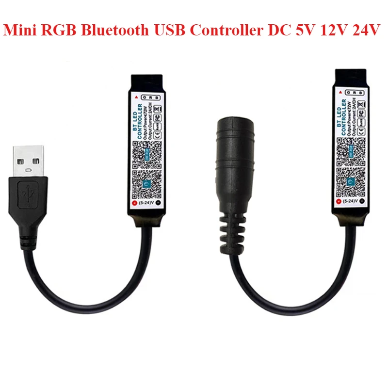 

Mini RGB Bluetooth-compatible Controller Music LED Light Strip Controller for RGB Tape Lights Smart APP Control DC 5V 12V 24V