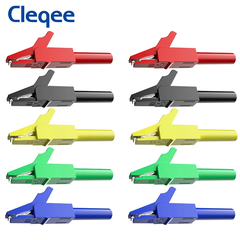 

Peakelect P2007 10PCS 56mm Alligator Clip to 4mm Socket for 4mm Banana Plug Safe Crocodile Clamp Test Accessories 300V/15A