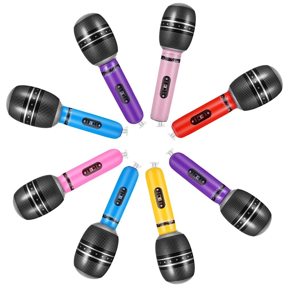 

8 Pcs Inflatable Simulation Microphone PVC Props for Party Birthday Stage Show Family Gathering Classroom Event pretend mic fake