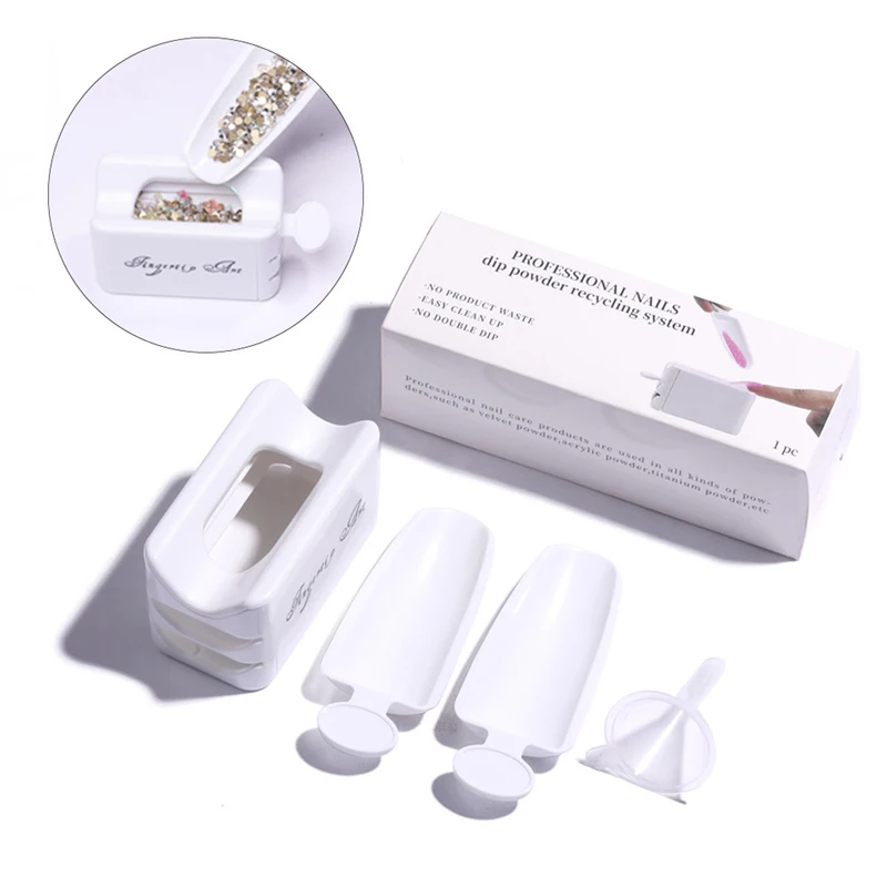 Nail Glitter Powder Recycling Storage Box Double Layer Glitter Box French Recycling Powder Box Dipping Powder Collection Box