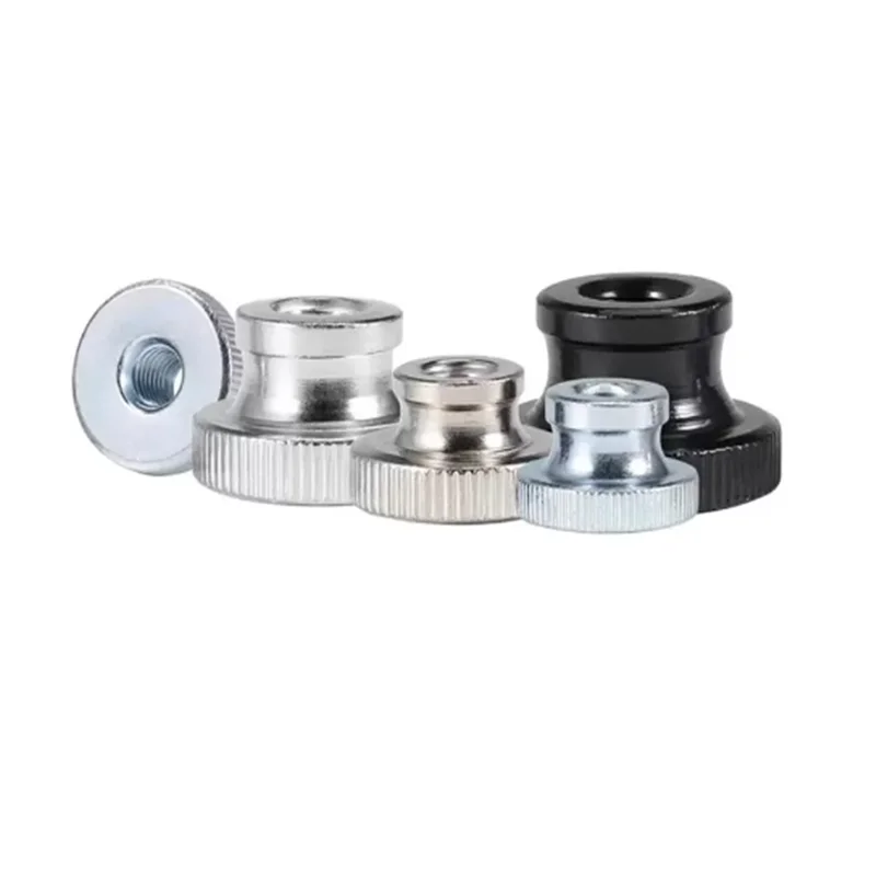 50-20Pcs Knurled Step Thumb Nut M3 M4 M5 M6 M8 M10 Hand Tightening Adjustment Nut Carbon Steel Black Zinc Plated Knurl Screw Nut