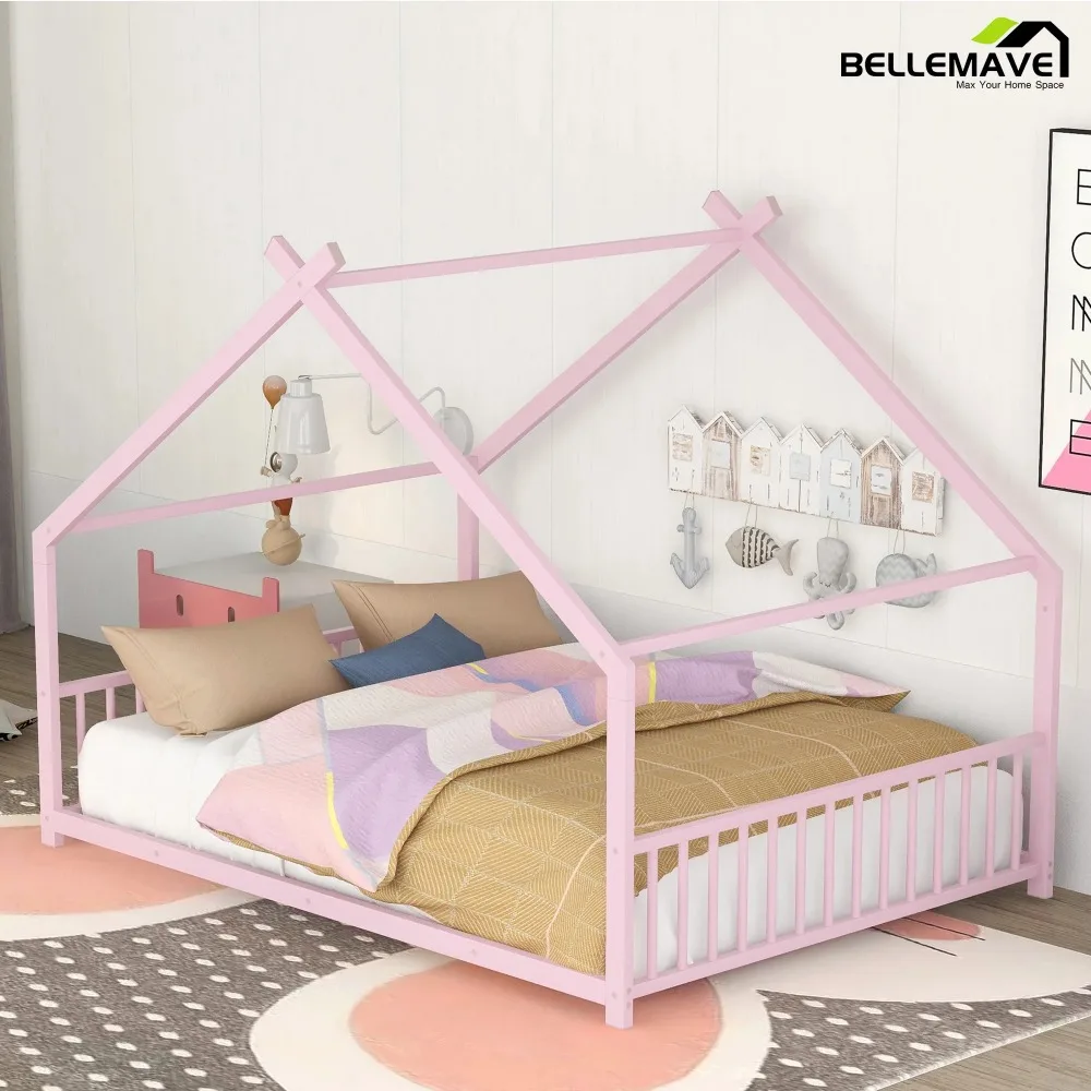 Kids Full Size Metal Novelty Beds, Sturdy and Durable Bed Frame, Beds with Headboard and Footboard