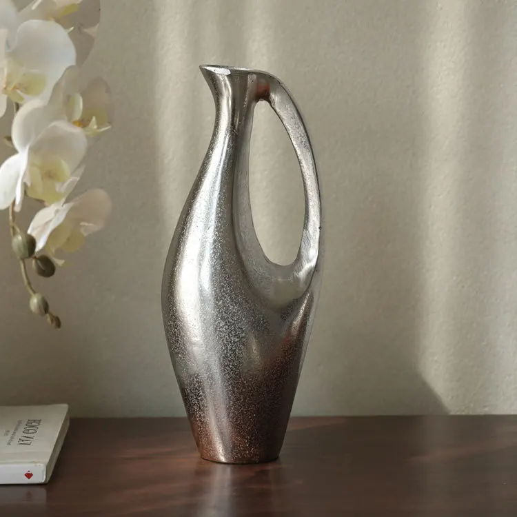 Abstract gold silver handle pot flower ware living room hotel decorative ornament