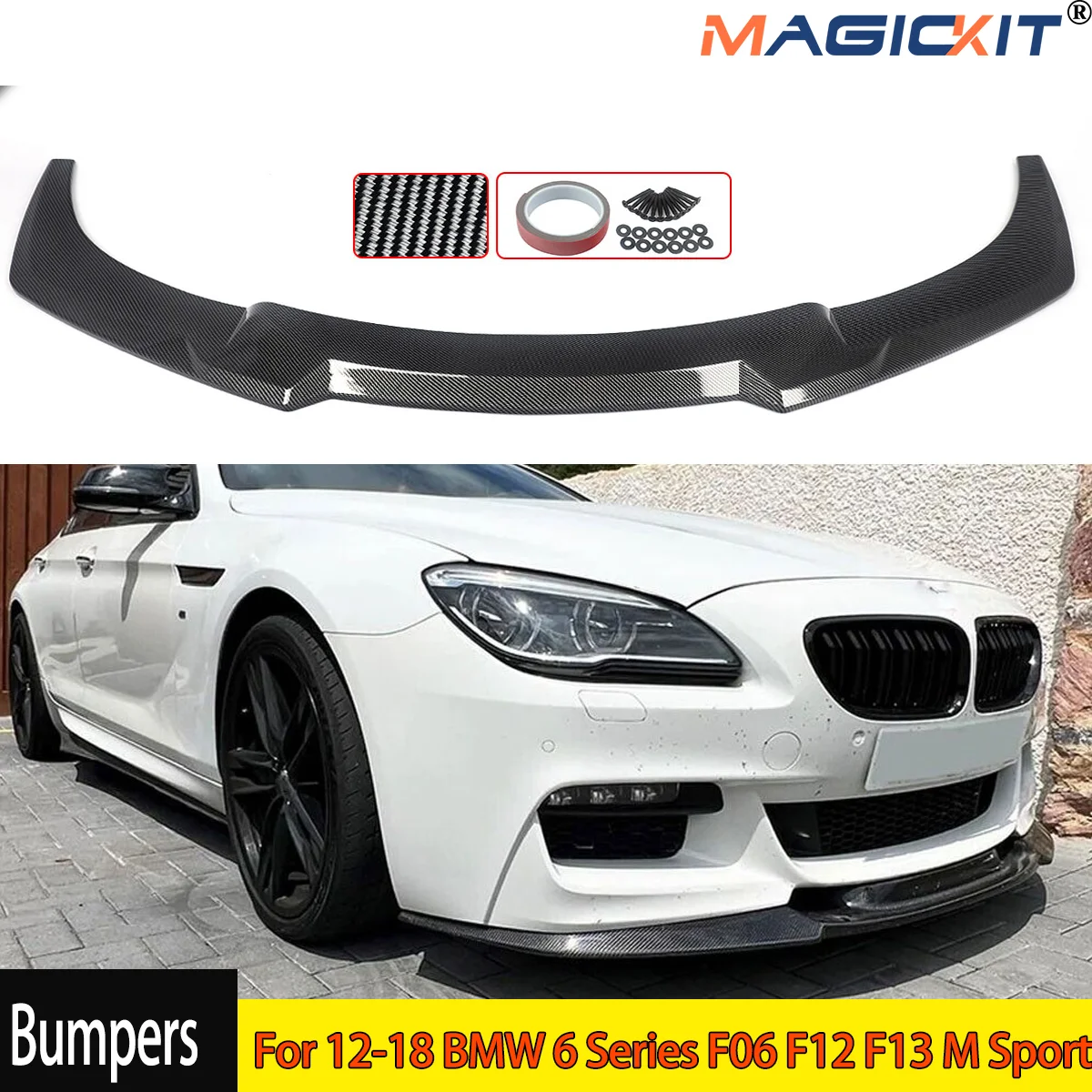 Fits 12-18 BMW 6 Series F06 F12 F13 M Sport Front Bumper Lip Spoiler Carbon Look