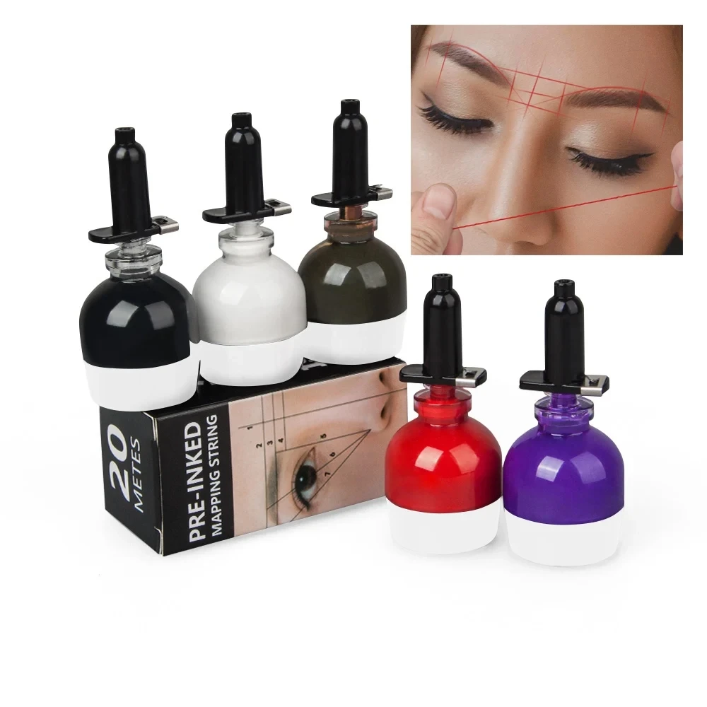 

New Microblading MAPPING STRING Pre-Inked Eyebrow Marker Thread Tattoo Brows Point 20m Pre Inked Tattoo PMU String for Mapping