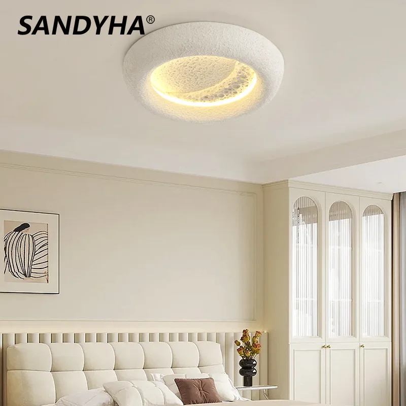 

SANDYHA Nordic resin ceiling light circular moon design for children's bedroom decoration living room interior lighting fixtures