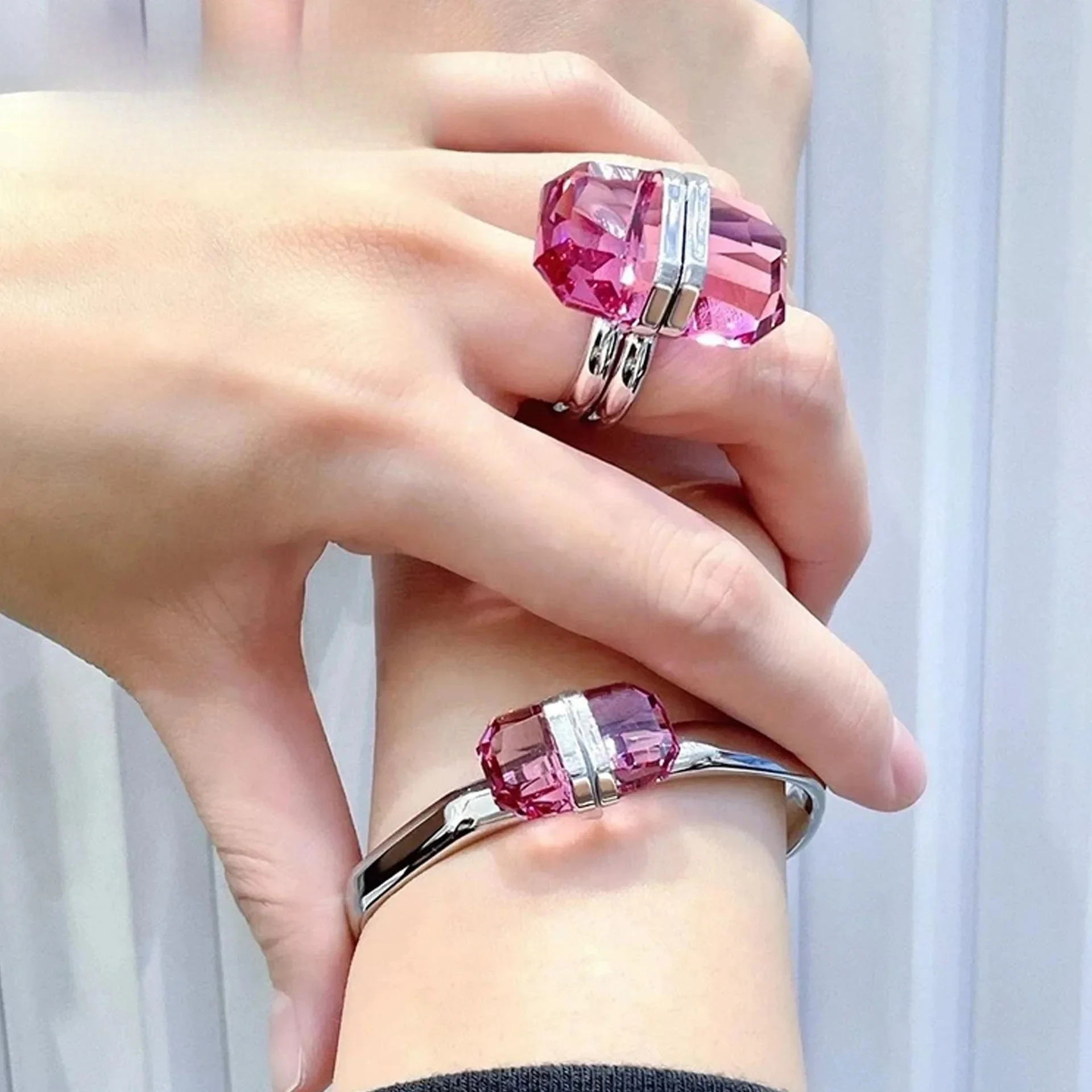 2026 Original Luxury Cut Octagonal White Crystal for Women Jewelry Sets Fashion Stainless Steel Necklace Earrings Bracelet Ring