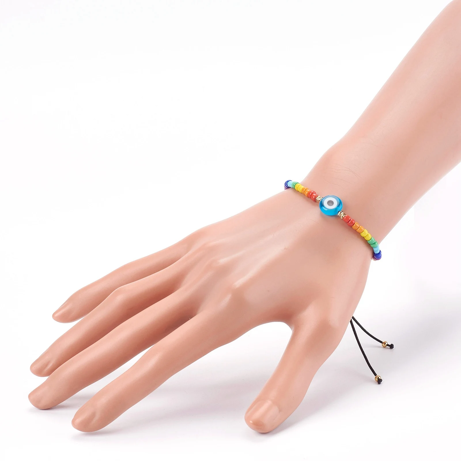 20pcs Evil Eye Adjustable Bracelet Nylon Cord Braided Glass Bead Bracelet Rainbow Color for Women Men Lucky Gift Fashion Jewelry
