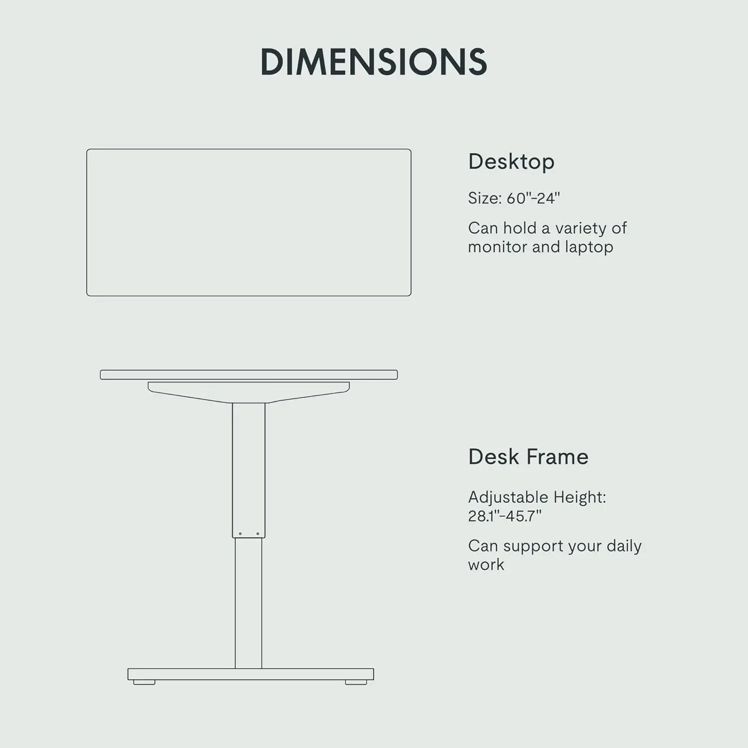 60 × 24 بوصة قطعة كاملة مكتب قائم ارتفاع كهربائي قابل للتعديل الجلوس حامل مكتب للمنزل مكتب إطار أسود 60 أسود #6