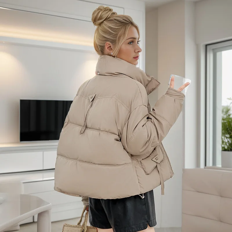 2024แฟชั่นฤดูหนาวผู้หญิงเย็นเสื้อหลวมคอOversizeสั้นParkas Casualหญิงหนาลงเสื้อแจ็คเก็ตผ้าฝ้าย